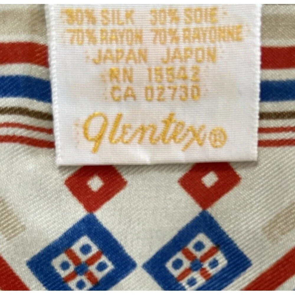 Vintage silk scarf MCM by Glentex mod Tribal Geometric Aztec Western‎ 43” x 13”